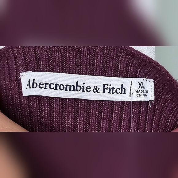 Abercrombie & Fitch Long-Sleeve Slash Mini Sweater Dress XL BURGUNDY PURPLE - Picture 7 of 10